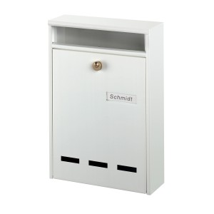 Weißer Burg Wächter Briefkasten Wismar 771 für DIN B5, mit Sichtschlitzen.