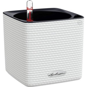 Lechuza Cube Color 14 Kräutertopf 3er-Set in Weiß mit Bewässerungssystem und Kräuterschere.