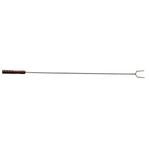 Langer Grillspieß (100 cm) aus Edelstahl mit Holzgriff für Würstchen und mehr.