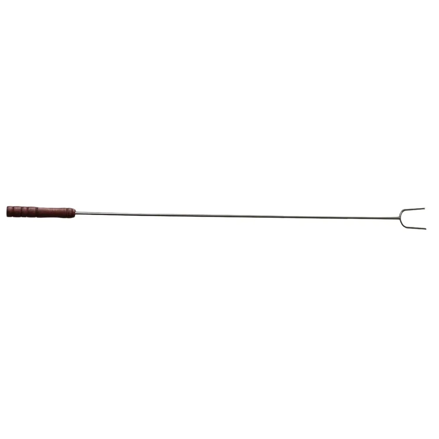 Langer Grillspieß (100 cm) aus Edelstahl mit Holzgriff für Würstchen und mehr.