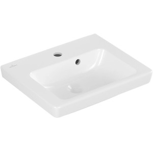 Villeroy & Boch Subway 2.0 Handwaschbecken, weißes Keramik Waschbecken mit Überlauf und Hahnloch.