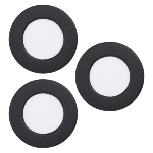Eglo Fueva 5 LED-Einbaustrahler, 3er Set, schwarz, 8,5 cm Durchmesser.