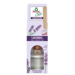 Frosch Raumerfrischer Oase Lavendeltraum, 90ml, mit Rattanstäbchen für ein angenehmes Raumklima.