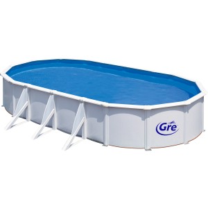 Gre Stahlwand-Pool Fidji 730 cm x 375 cm x 120 cm Oval Weiß