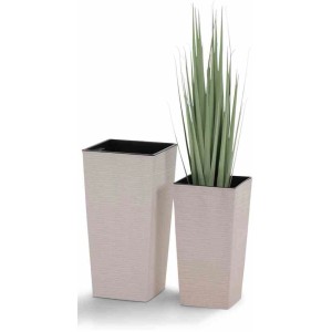 Siena Garden Pflanzsäule Eco Nizza, weiß, 25x25x46,5 cm, mit Rillenoptik.