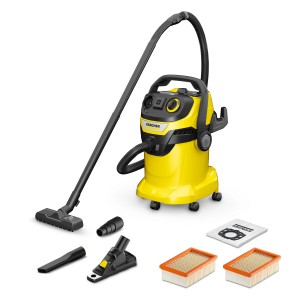 Kärcher WD 5 P V-25/5/22 AE Nass-Trockensauger mit Zubehör wie Düsen und Filter.