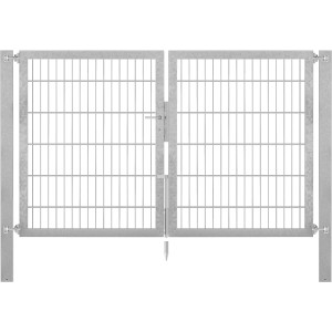 Doppeltor Flexo Plus, 200x120 cm, feuerverzinkt, mit Doppelstabmatte und Pfosten für Gartenzaun.