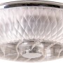 LED-Deckenleuchte Viento mit Ventilator, Chromrand, Kunststoffschirm mit Muster.