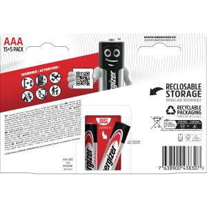 Energizer Alkali-Mangan Max Micro AAA Batterien, 15+5er Pack. Langlebige AAA Batterien für Geräte des täglichen Gebrauchs.