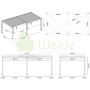 Technische Zeichnung Weide Deluxe Pavillon 3,6x7,2m. Alu-Terrassenüberdachung mit elektrischem Lamellendach und Maßen.