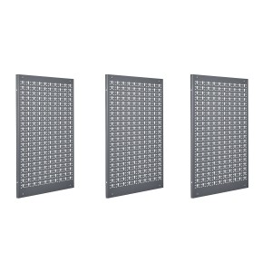 Küpper Lochwand, 3-teilig, hellgrau, 60x120cm, mit Schlüssellochung und 12 Haken für Werkzeug.