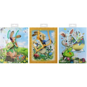 Geschenktasche Hase, 18x23cm, 3-fach sortiert, Ostermotiv