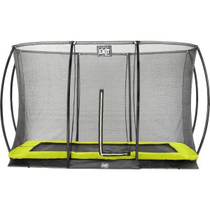 Rechteckiges EXIT Silhouette Bodentrampolin 244x366cm mit Sicherheitsnetz, grün.