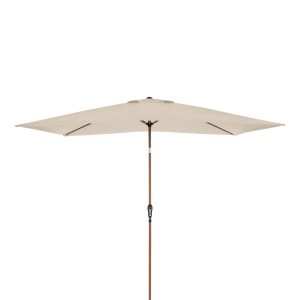 Doppler Kurbelschirm Life Wood, 300x200 cm, Natur. Rechteckiger Balkonschirm mit Holzoptik und Kurbel.