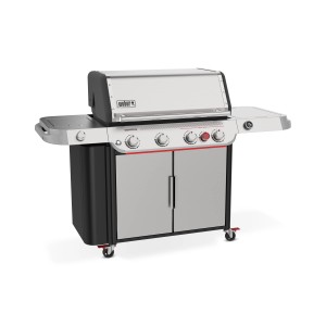 Weber Genesis SP-435W GBS Gasgrill, silberfarben mit 4 Brennern, Sear Zone und Seitenschrank.