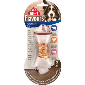 8in1 Kauknochen Triple Flavour S für kleine Hunde, Kaustick mit Rind, Huhn und Schwein.