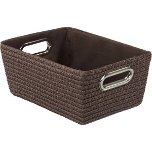 Brauner Wenko Aufbewahrungskorb Chromo mit verchromten Griffen für Bad & Haushalt.