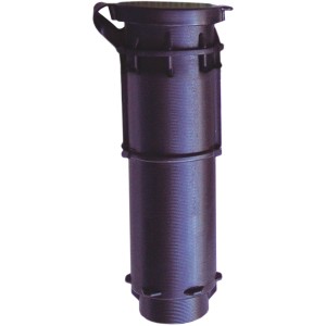 Schwarze Bodenhülse Ø 50 mm für Wäschespinnen, mit wasserdichtem Deckel.