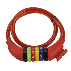 Rotes Fischer Seilschloss mit Zahlen für Kinderfahrräder, 60 cm lang.