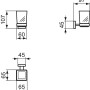 Technische Zeichnung: Ideal Standard IOM Cube Zahnputzbecher mit Halterung aus Chrom und satiniertem Glas.