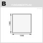 Fundamentplan für Karibu Holz-Gartenhaus Kumla 1, 200x200 cm. Abmessungen in mm.