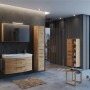 Held Möbel Waschtisch-Set Florenz, 100 cm, Wotaneiche, mit Spiegelschrank und Unterschrank. Badmöbel-Set.