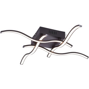 Moderne LED-Deckenleuchte Wave in Schwarz, 55x55 cm. Elegante Deckenlampe für Wohnräume.