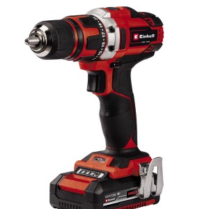 Einhell Akku-Bohrschrauber TE-CD 18/40-1 Li, rot-schwarzes Design mit Akku und Bohrfutter.