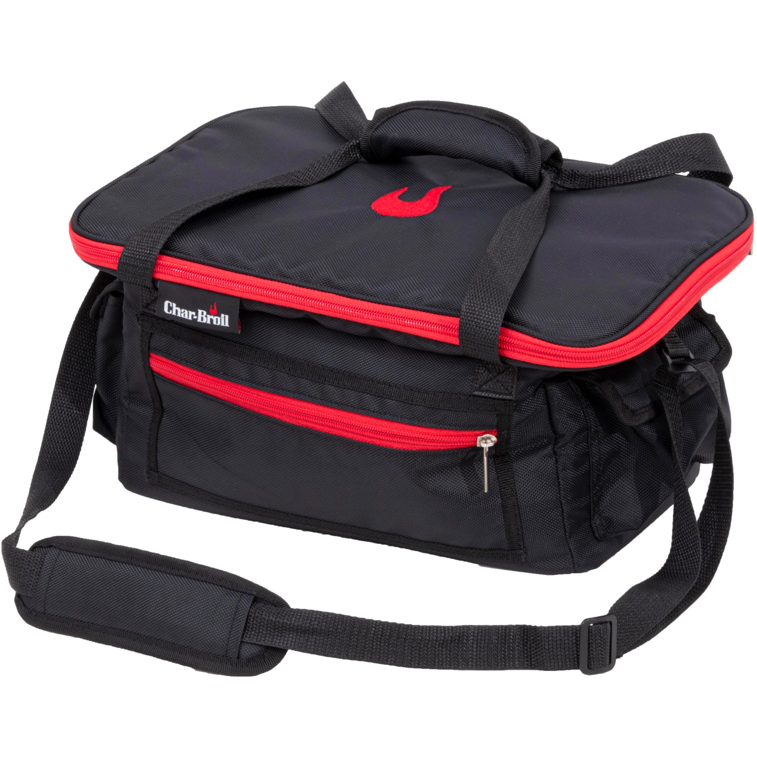 Char-Broil All-Star Kühltasche aus Polyester, schwarz mit roten Akzenten, für Grillzubehör und Getränke.