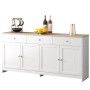 okwish Sideboard mit 4 Türen 3 Schubladen Wohnzimmer Esszimmer 160x37x75cm Weiß_9