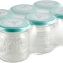 6er Pack Einmachgläser (212 ml) mit mintfarbenen Schraubdeckeln und "Made with Love" Schriftzug.
