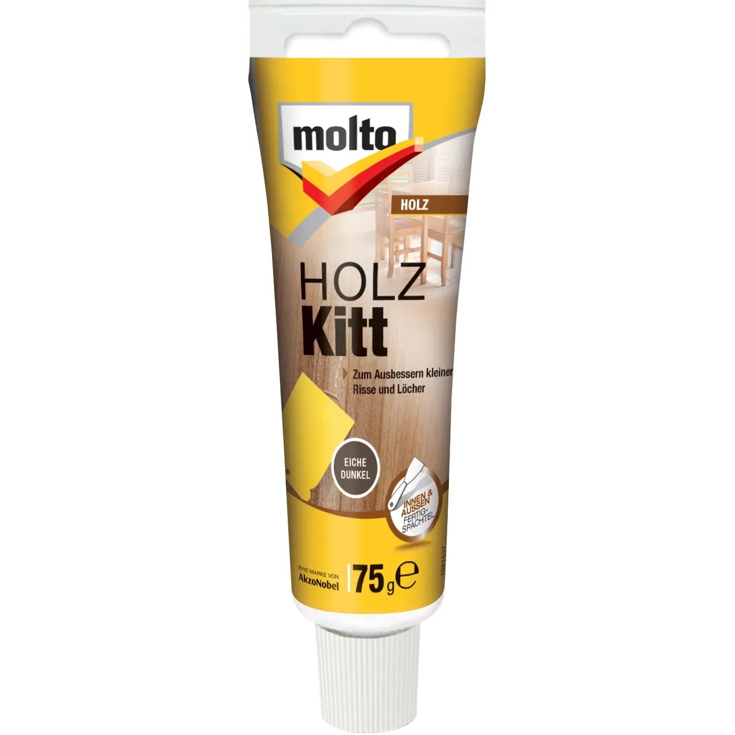 Tube Molto Holz Kitt Eiche Dunkel 75g für Reparaturen im Innen- und Außenbereich.