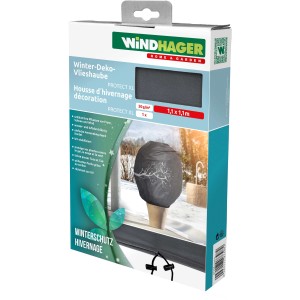 Verpackung der Windhager Winter-Deko-Vlieshaube Protect Birds 1,1x1,1m. Winterschutzhaube mit Vogelmotiv.