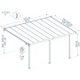 Technische Zeichnung: Palram Canopia Terrassenüberdachung Sierra, 555x295 cm, graues Aluminiumgestell.