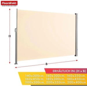 Floordirekt Seitenmarkise Ausziehbar Alu Sichtschutz Blickdicht Beige 160 x 450 cm