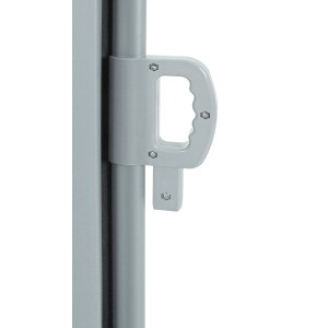 Detailaufnahme: Grauer Griff der Garden Pleasure Seitenmarkise Nordseeküste.