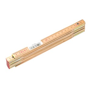 LUX Metermaßstab 2 m aus Holz, zusammengeklappt. Messwerkzeug für präzise Messungen.