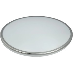 Runde LED-Wand- und Deckenleuchte, 18 W, Ø 33,5 cm, weiß mit Chromrand, für Feuchträume geeignet.