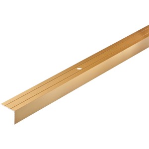 Goldenes Arcansas Treppenkantenprofil aus Aluminium, 25x20x1000 mm.