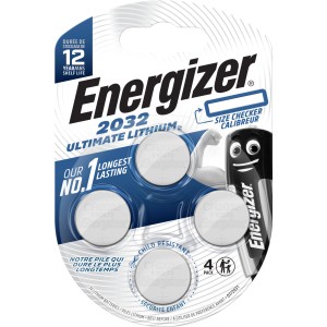 Energizer CR2032 Lithium Knopfzellen, 4er-Pack. Langlebige Batterien für elektronische Geräte.