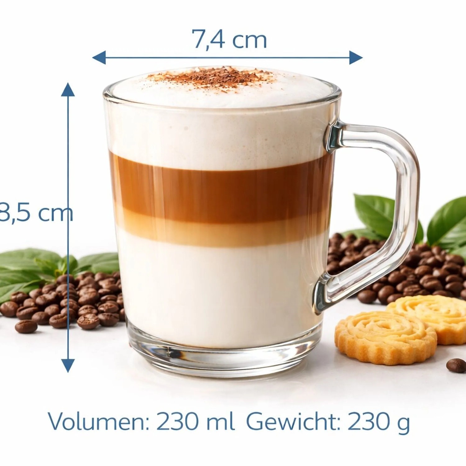 BigDean 6 Latte Macchiato Gläser Mit Henkel 230 ml Klare Latte Gläser kaufen bei OBI