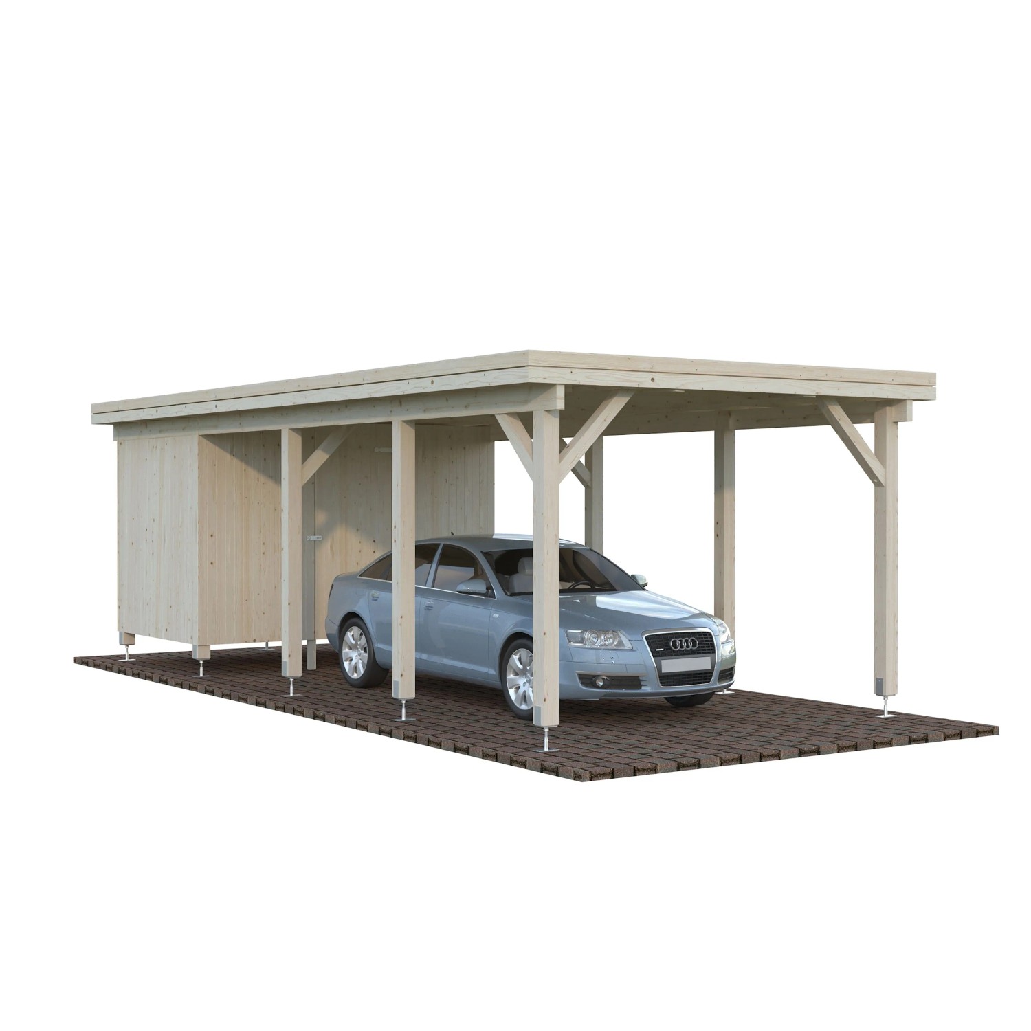 Palmako Carport Karl mit Geräteraum 315 x 732 cm Tauchgrundiert Grau FSC®_5
