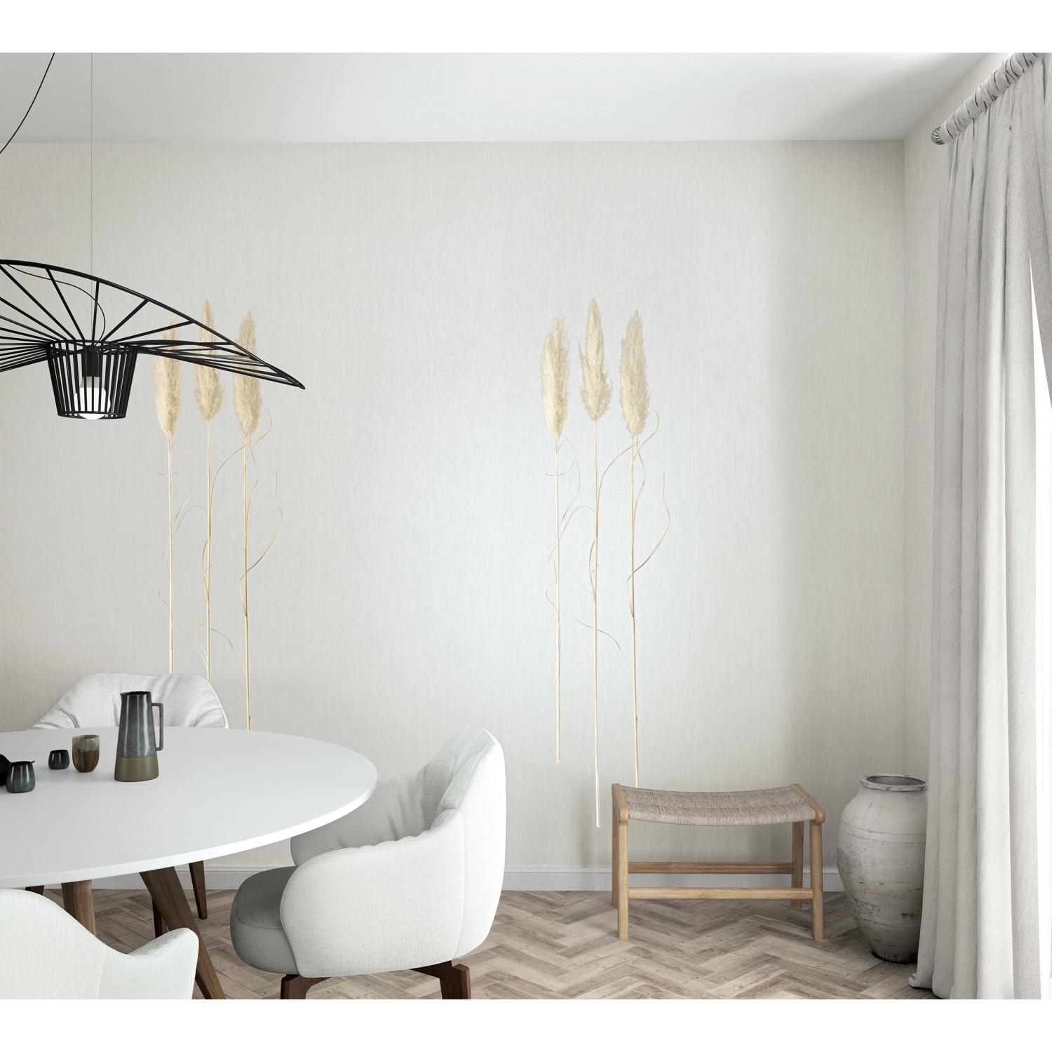 Marburg Vliestapete Natural Opulence DD Grafisch Weiß-Braun im Wohnraum.