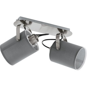Graue, 2-flammige Eglo Spotleuchte Villabate aus mattem Stahl für Wohn- und Schlafzimmer.