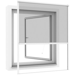 Windhager Insektenschutz Einhängerollo IS Plus, 130x160 cm, weiß, für Fenster ohne Bohren.