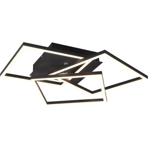 Dimmbare LED-Deckenleuchte Mobile, 28W, schwarz matt, mit geometrischem Design.