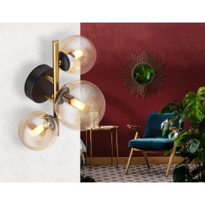 Globo LED-Wandleuchte Riha 3-flammig Schwarz matt 280 x 210 x 190 mm