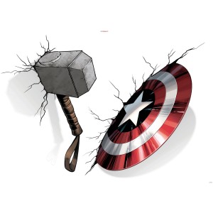 Komar Deko-Sticker Avengers Hammer & Captain America Schild, Wandtattoo für Kinderzimmer.