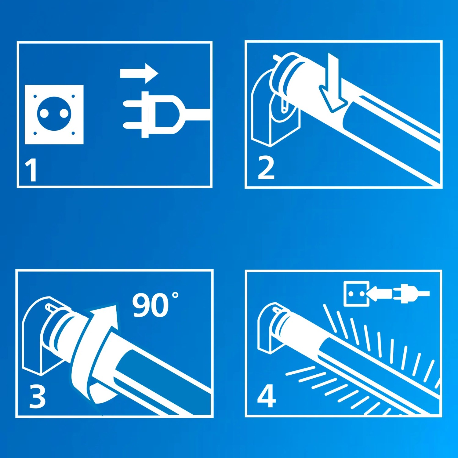 Anleitung zur Installation der Philips LED-Röhre T5: Einstecken, Einsetzen, Drehen, Fertig.