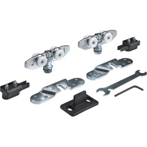 Hettich Montagesatz TopLine 8plus für Holztür (80kg), Stahl verzinkt, Schiebetürbeschläge.